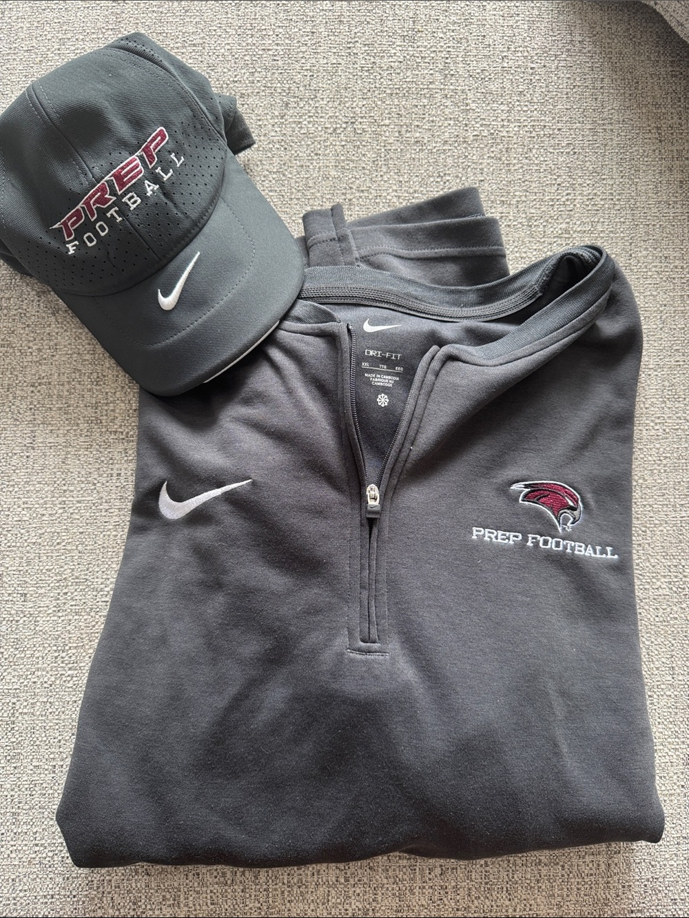 Nike Black Prep Football Dri-FIT 1/4 Zip Pullover with Matching Cap